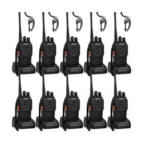 Ansoko Ask-888 Walkie Talkies 10 Pack Long Range Rechargeable 2 Way Radio Uhf 16-channel Wit