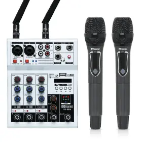 Us-88m Gd Guarda Professional Audio Mixer With Dual Wireless Microphone System Set 4-channel