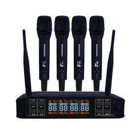 Senheideshi D244 Uhf 4 Channel Rechargeable Wireless Microphone System With Handheld Mic Ech