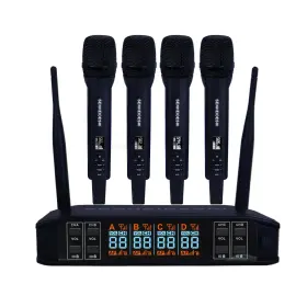 D244 Senheideshi Uhf 4 Channel Rechargeable Wireless Microphone System With Handheld Mic Ech