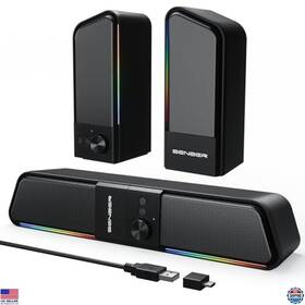 Visit The Senzer Store Cs20 Bluetooth 2-in-1 Speakers - Usb Plug And Play Rgb Lighting Volume