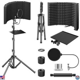 Visit The Tonor Store B0ch9rcpsw Mic Isolation Shield Pack - High-density Foam Pop Filter Tripod Stand