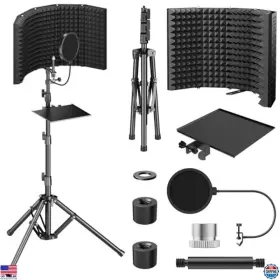 B0ch9rcpsw Visit The Tonor Store Mic Isolation Shield Pack - High-density Foam Pop Filter Tripod Stand