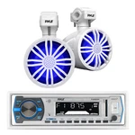 Pyle Marine Receiver, 2X 3.5" Bluetooth Led Off-road White Speakers W/remote Open. Price: $102.99.